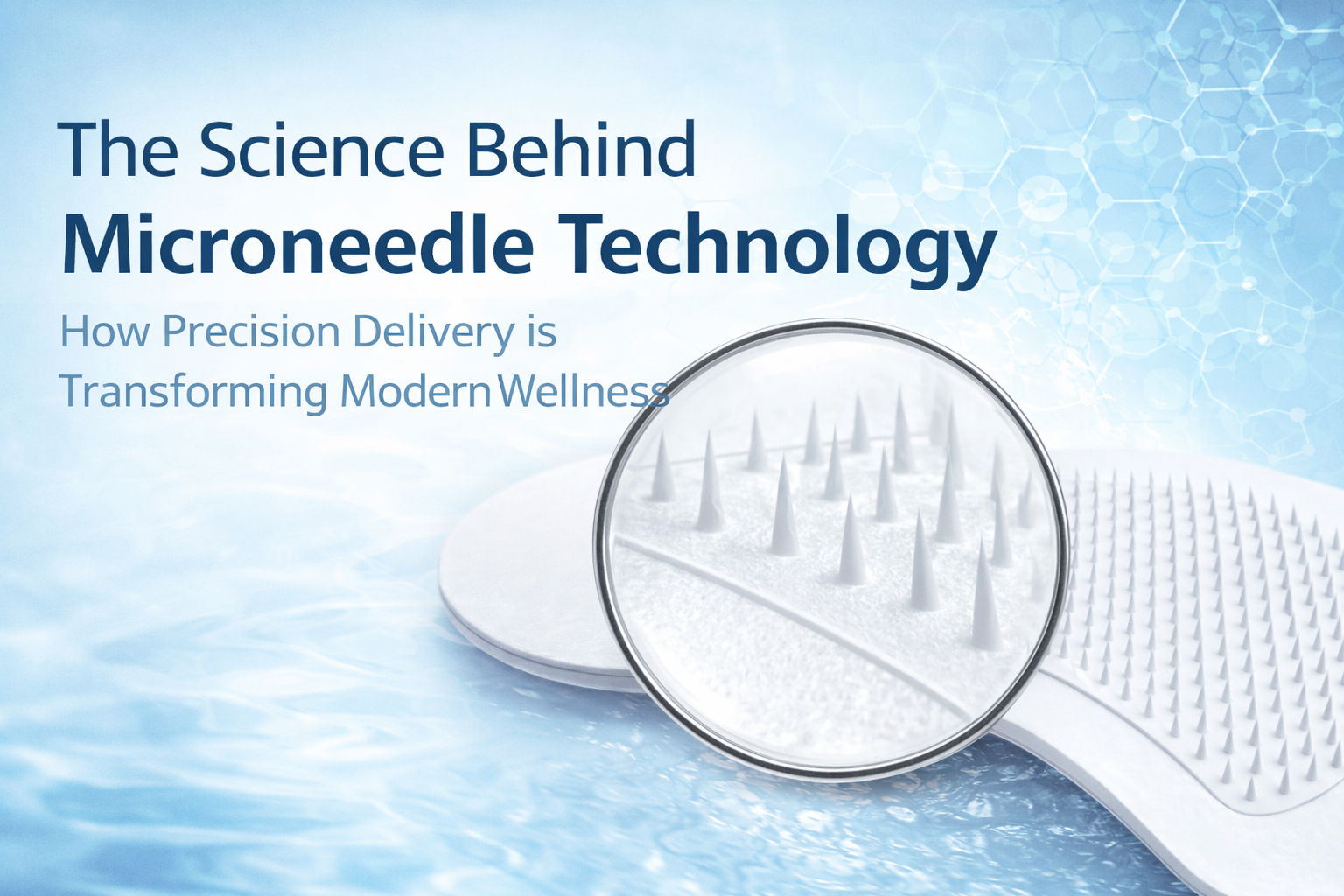 Microneedle technology structure showing dissolving micro-projections used in smart wellness patches